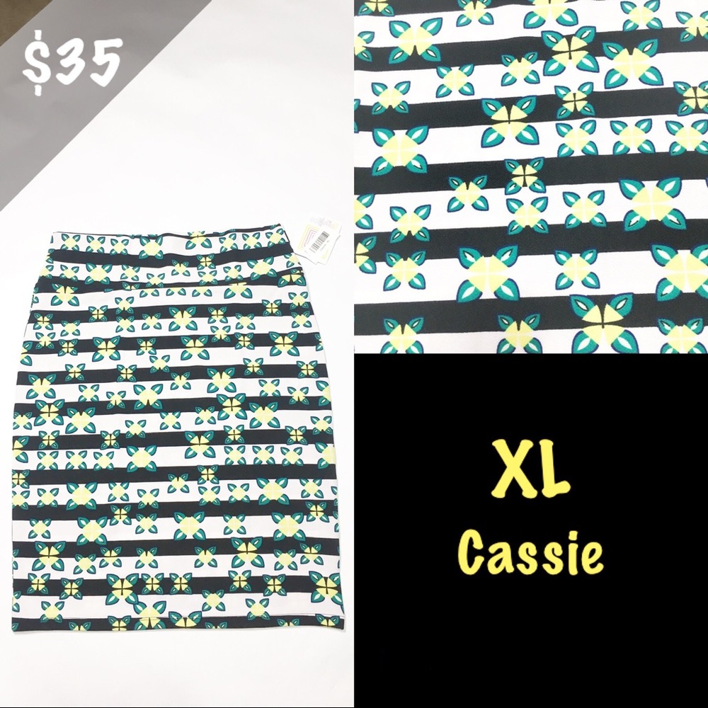 NWT LuLaRoe XL Cassie Skirt Stripe Floral